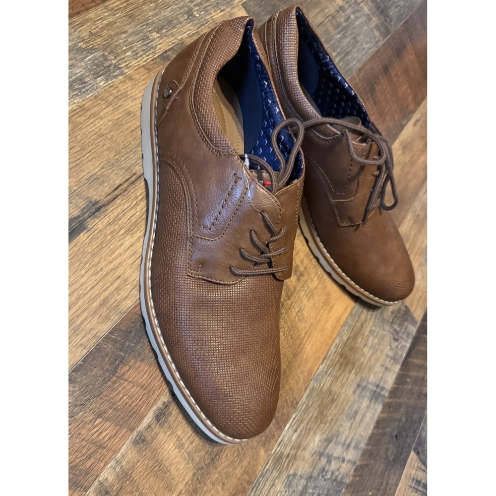 Tommy Hilfiger Nemoza Shoes Tag Flag Embossed Laced Up 12M Cognac New